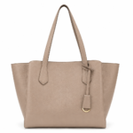 Elegant taupe leather tote handbag