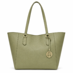 Sage green tote with gold accents